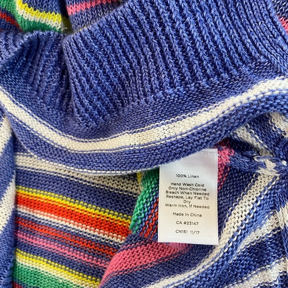 Talbots 100% linen loose knit top Cheerful womens small like new stripes happy - Picture 4 of 4